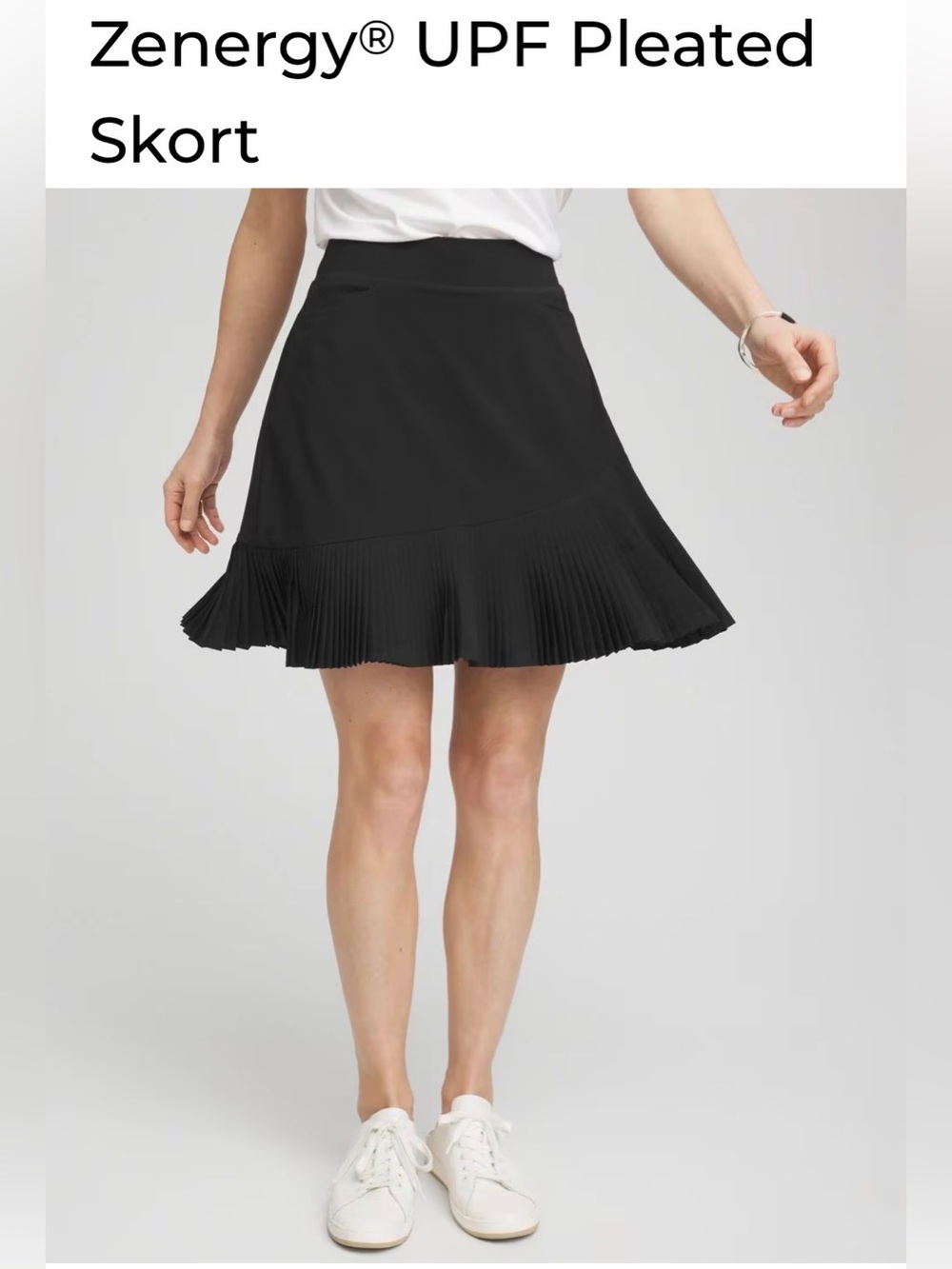 Chicos Zenergy Neema ® UPF Pleated Skort - Black